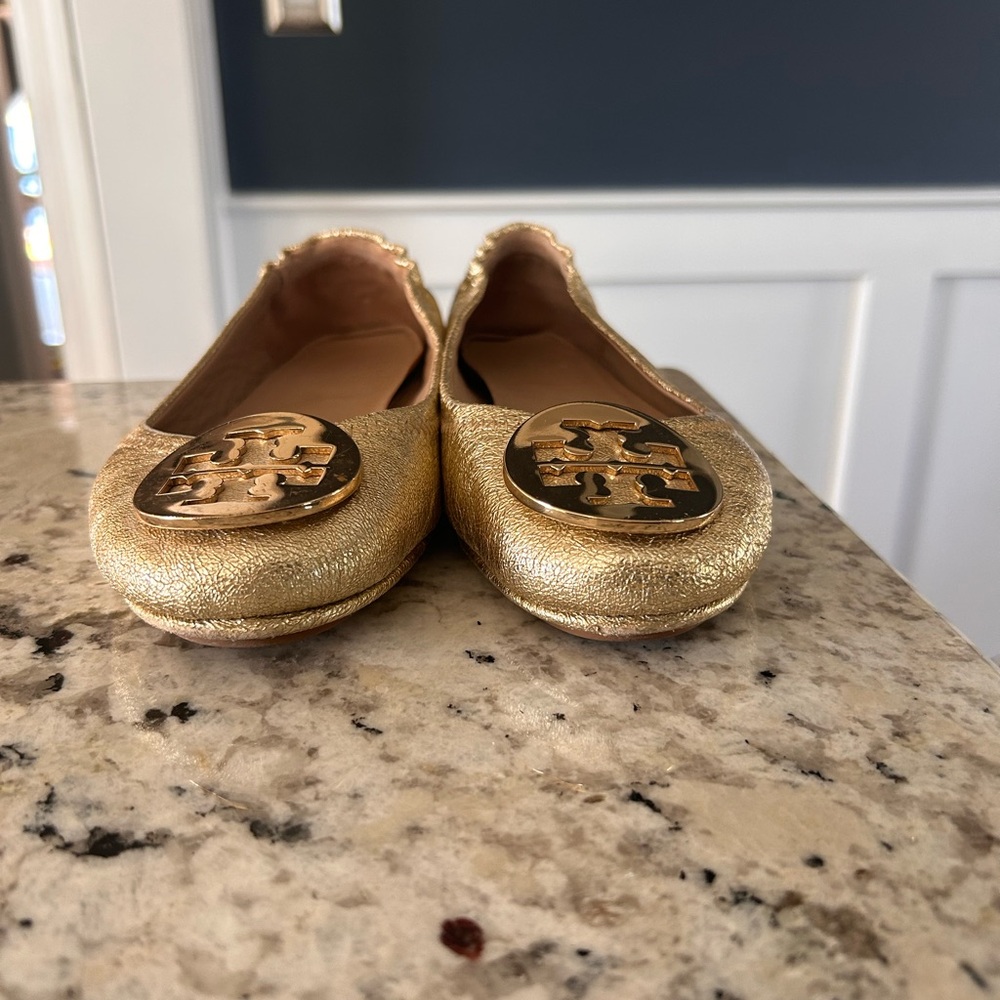 Tory Burch Gold Ballet Flats Size 6 - Picture 2 of 4